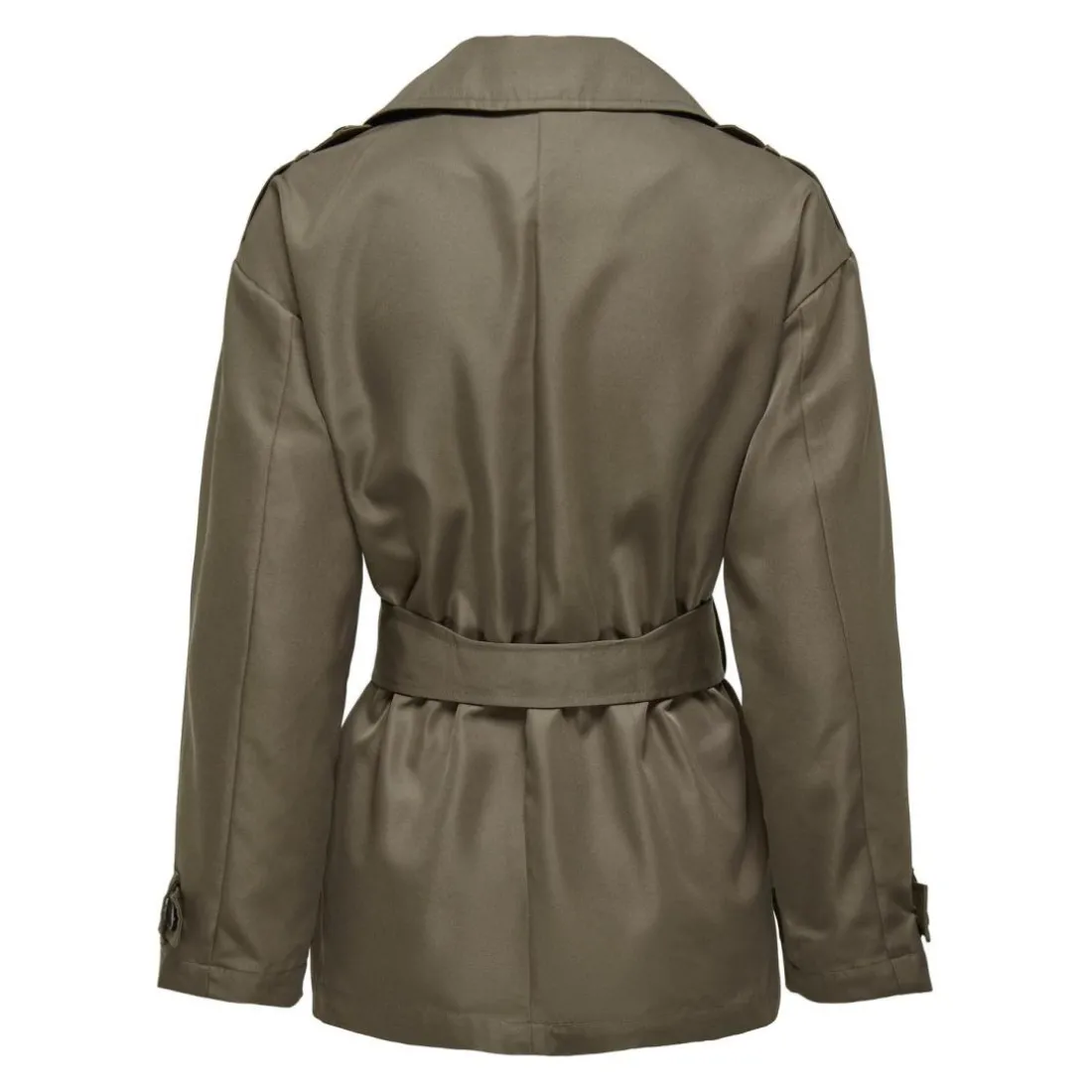Trench coat court col à revers gris moyen Cate kaki