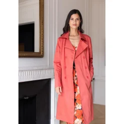 Trench long en coton Farah Réédition terracotta