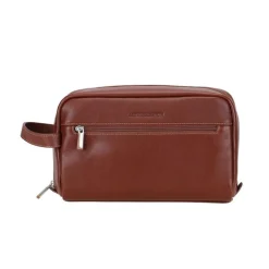 Trousse de toilette en cuir cognac