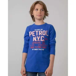 T-shirt à Manches à Longues Garçon Bleu - Petrol en coton