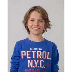 T-shirt à Manches à Longues Garçon Bleu - Petrol en coton