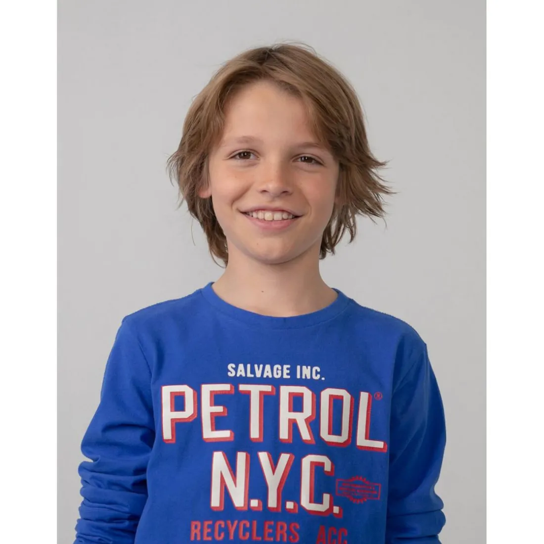 T-shirt à Manches à Longues Garçon Bleu - Petrol en coton