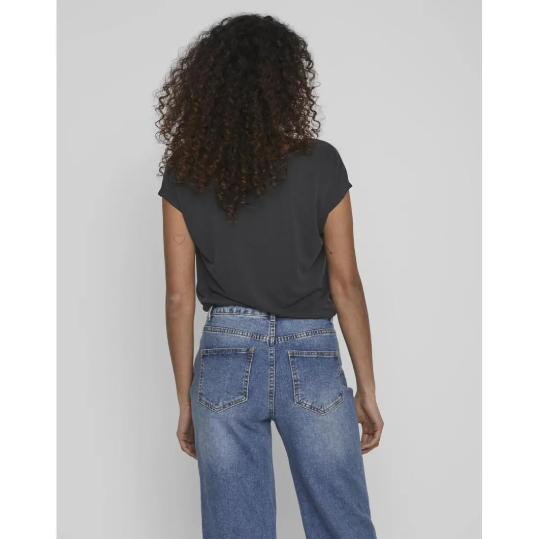 T-shirt col en v manches courtes noir Trix