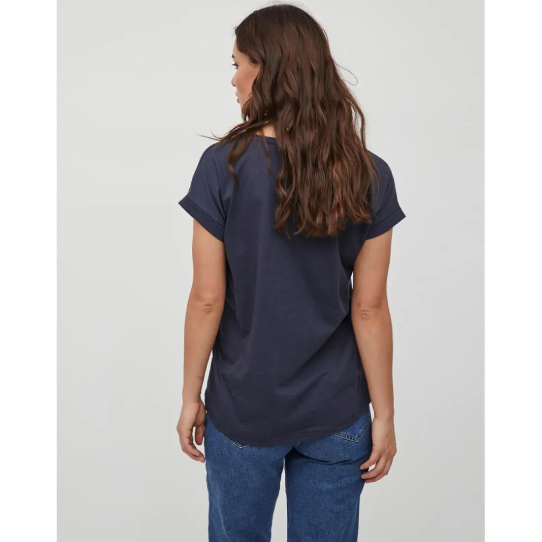 T-shirt col en v manches courtes bleu