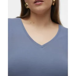 T-shirt col en v manches courtes bleu Sam