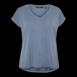 T-shirt col en v manches courtes bleu Sam