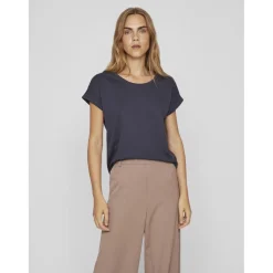 T-shirt col rond bleu
