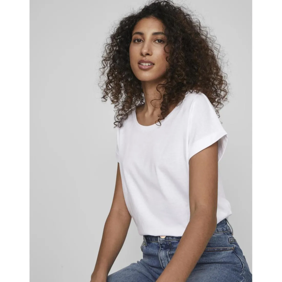 T-shirt col rond manches courtes blanc Lyra