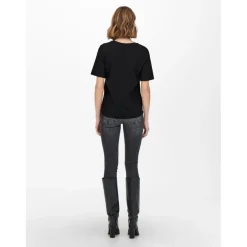 T-shirt Col rond Manches courtes noir en coton Amy