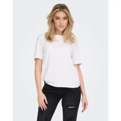 T-shirt Col rond Manches courtes blanc en coton Zola