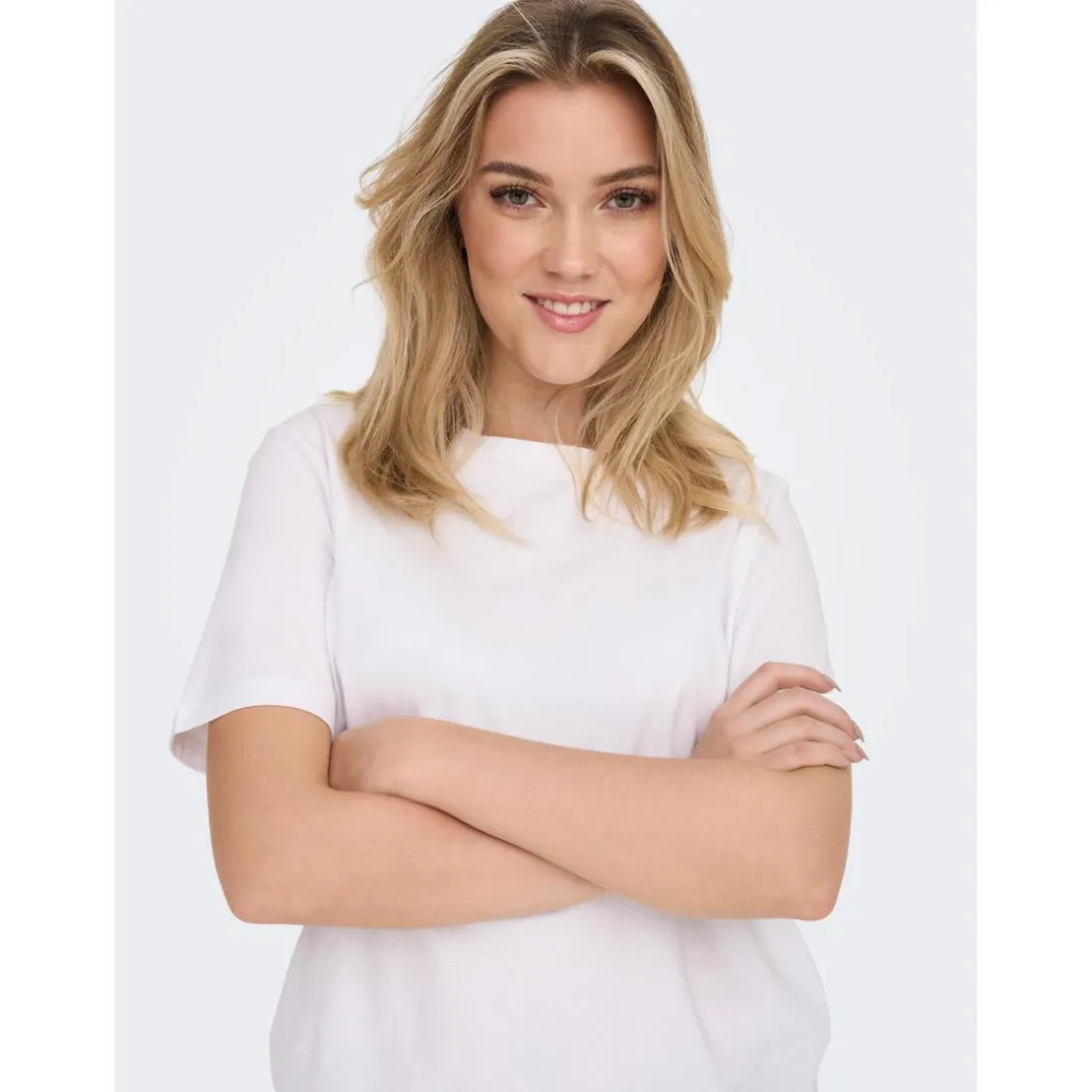 T-shirt Col rond Manches courtes blanc en coton Zola