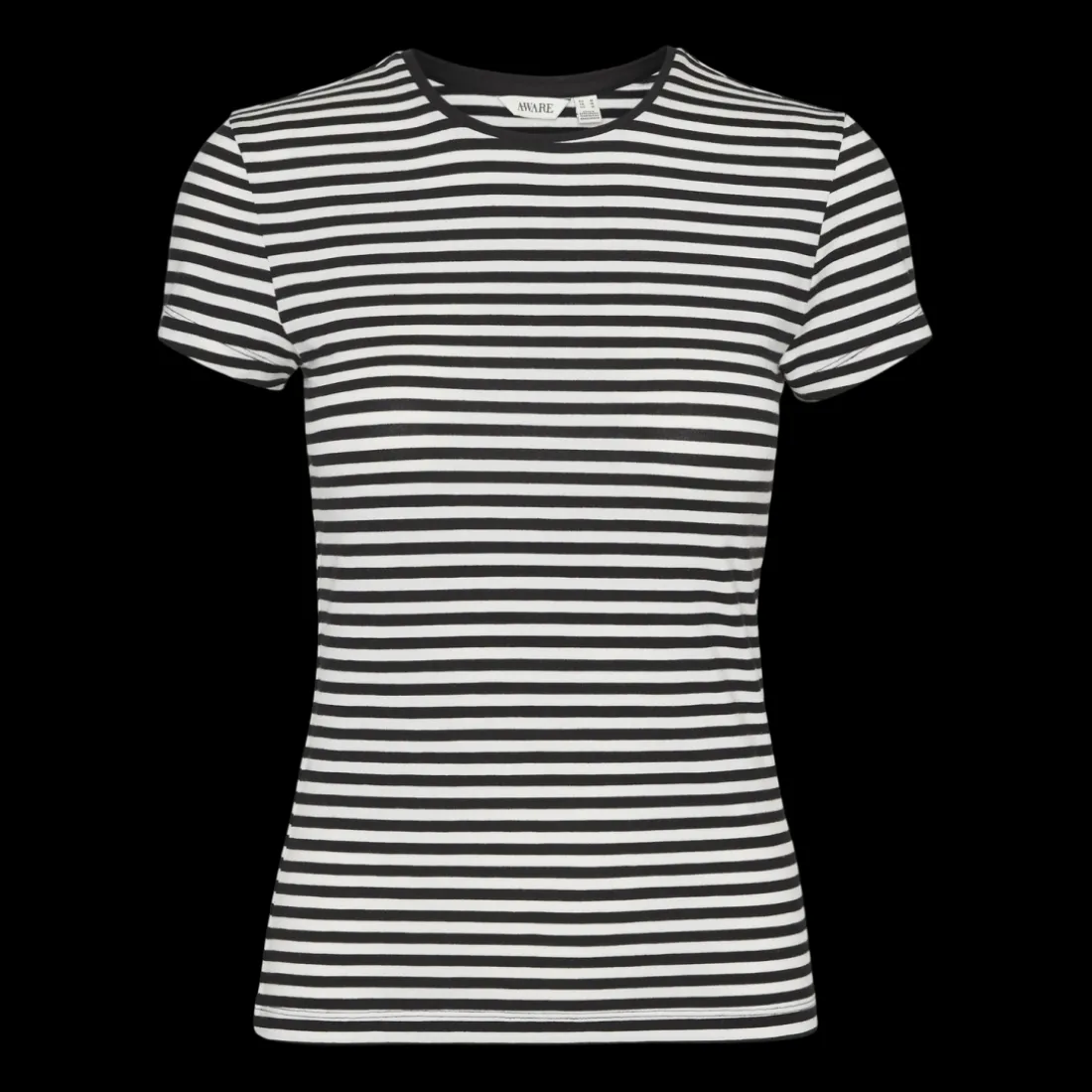 T-shirt col rond manches courtes noir Cléo en coton