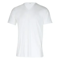 T-shirt col V Coton d'Egypte blanc