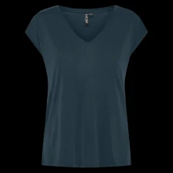 T-shirt comfort fit manches courtes bleu en viscose Vale