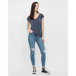 T-shirt comfort fit manches courtes bleu en viscose Page