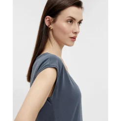 T-shirt comfort fit manches courtes bleu en viscose Page