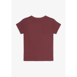T-shirt fille Nastiagi bordeaux imprimé rouge en coton