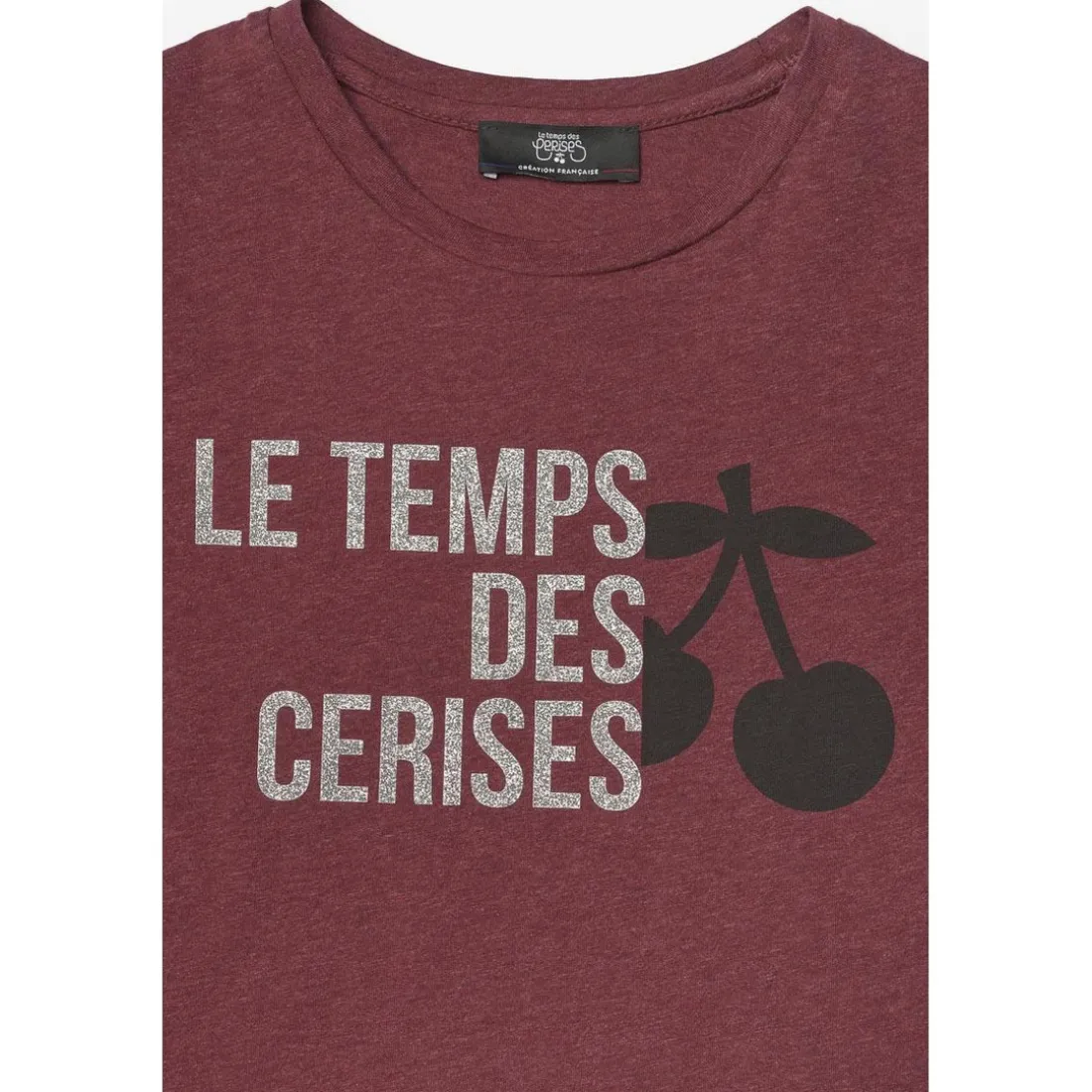 T-shirt fille Nastiagi bordeaux imprimé rouge en coton