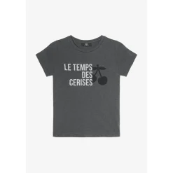 T-shirt fille Nastiagi gris imprimé en coton