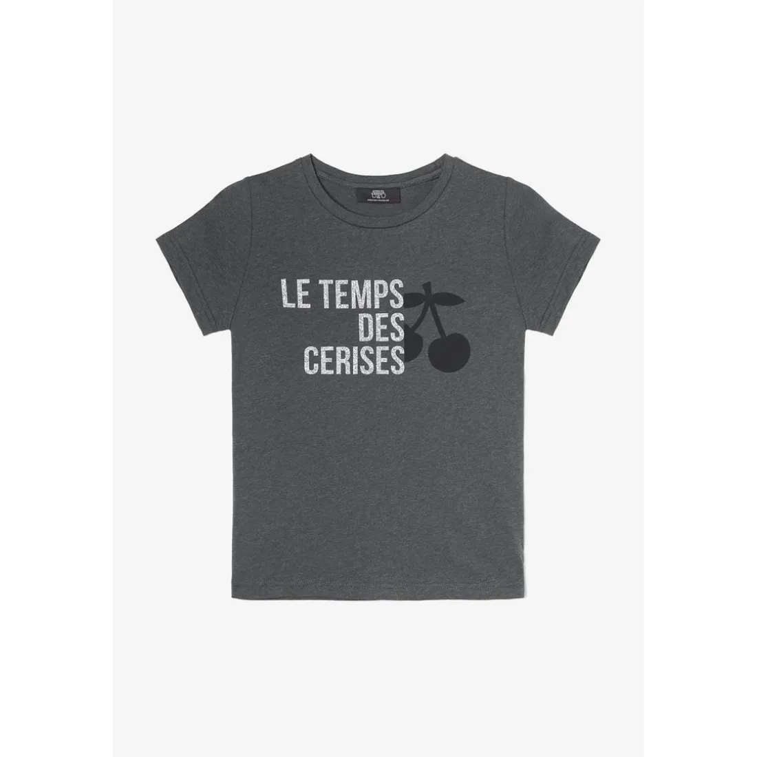 T-shirt fille Nastiagi gris imprimé en coton