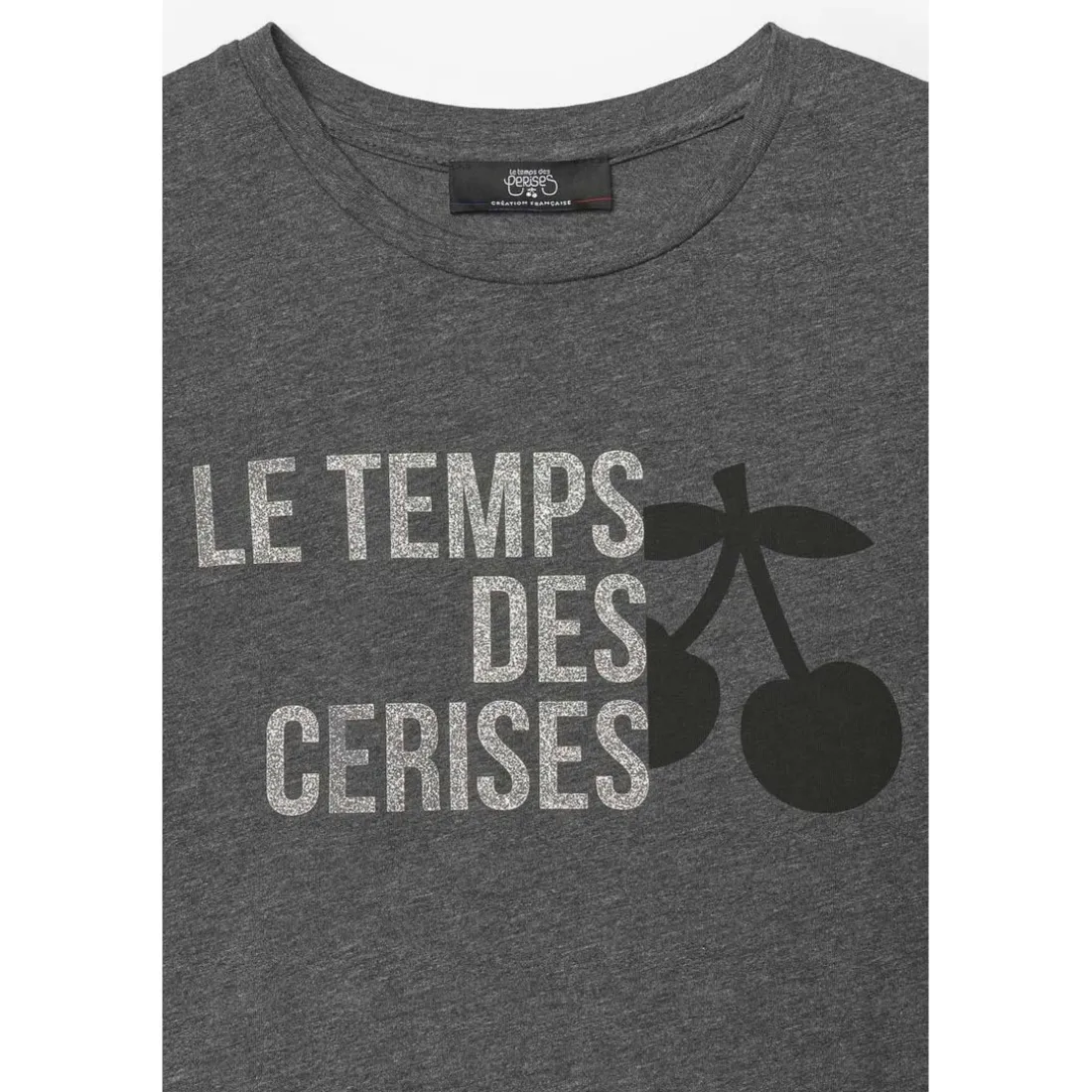 T-shirt fille Nastiagi gris imprimé en coton
