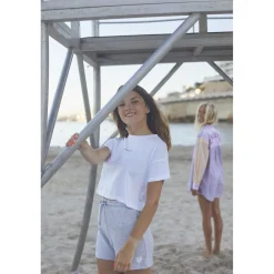 T-shirt fille Vinagi blanc en coton