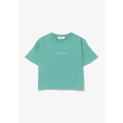 T-shirt fille Vinagi vert menthe bleu en coton