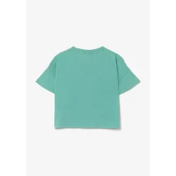 T-shirt fille Vinagi vert menthe bleu en coton