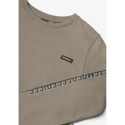 T-shirt garçon Alabamabo beige foncé blanc en coton