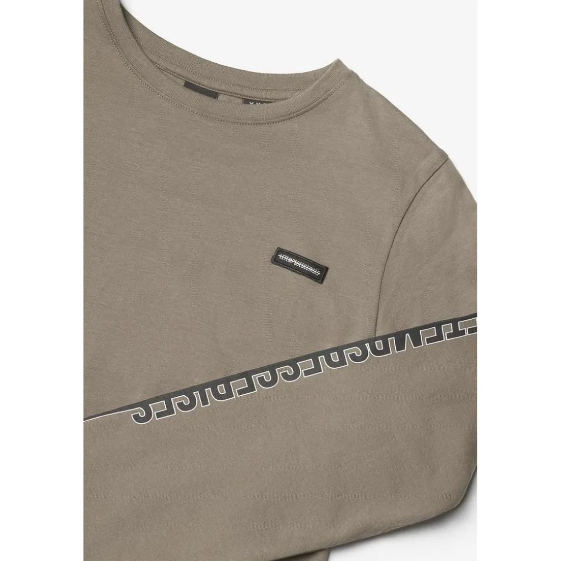 T-shirt garçon Alabamabo beige foncé blanc en coton
