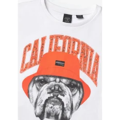 T-shirt garçon Kabibo blanc imprimé en coton