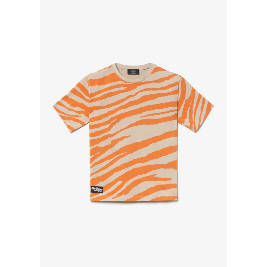 T-shirt garçon Zabrabo zébré beige et orange imprimé noir en coton