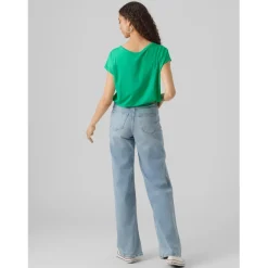 T-shirt longueur regular col rond épaules tombantes manches courtes vert Ava