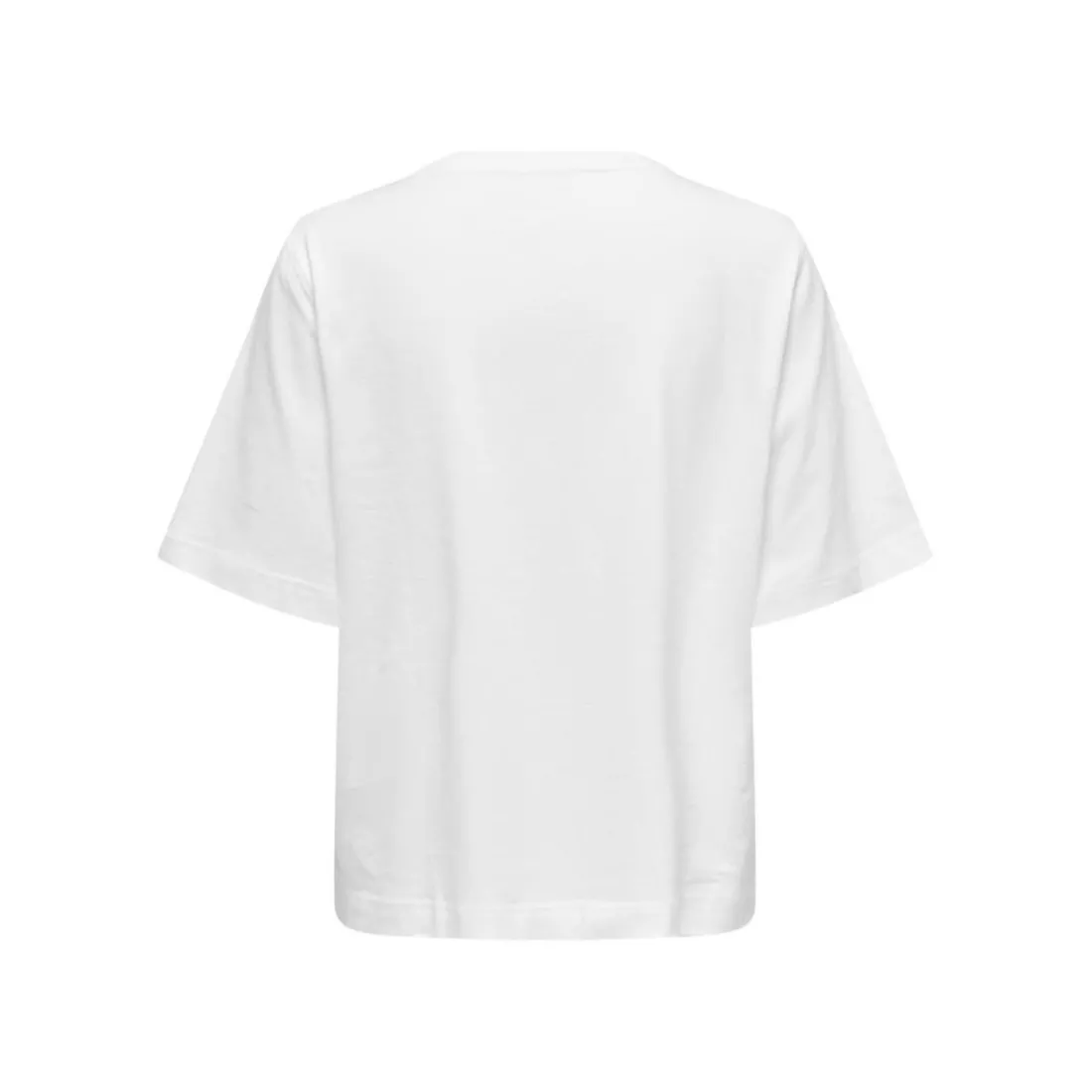 T-shirt loose fit col rond manches chauve-souris manches courtes blanc en coton Fleur