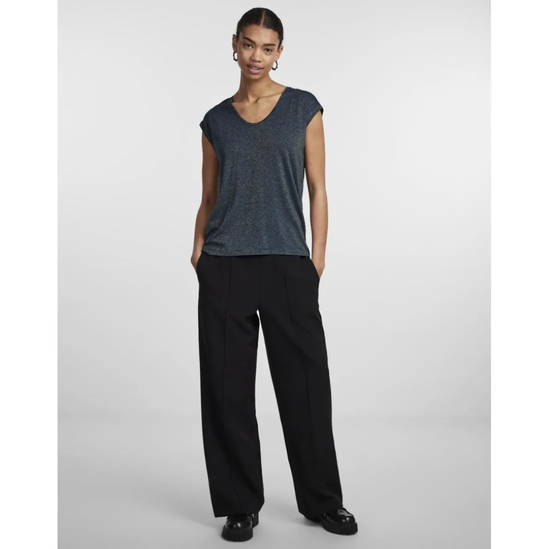 T-shirt loose fit manches courtes bleu Lucy