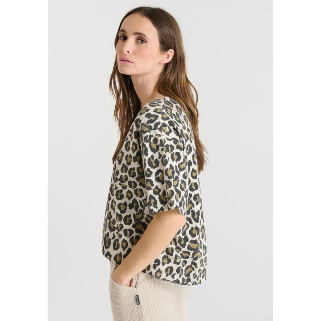 T-shirt manche courte Catlyn marron en coton Zadie