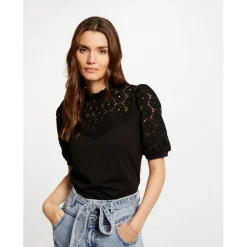 T-shirt manches courtes brodé noir