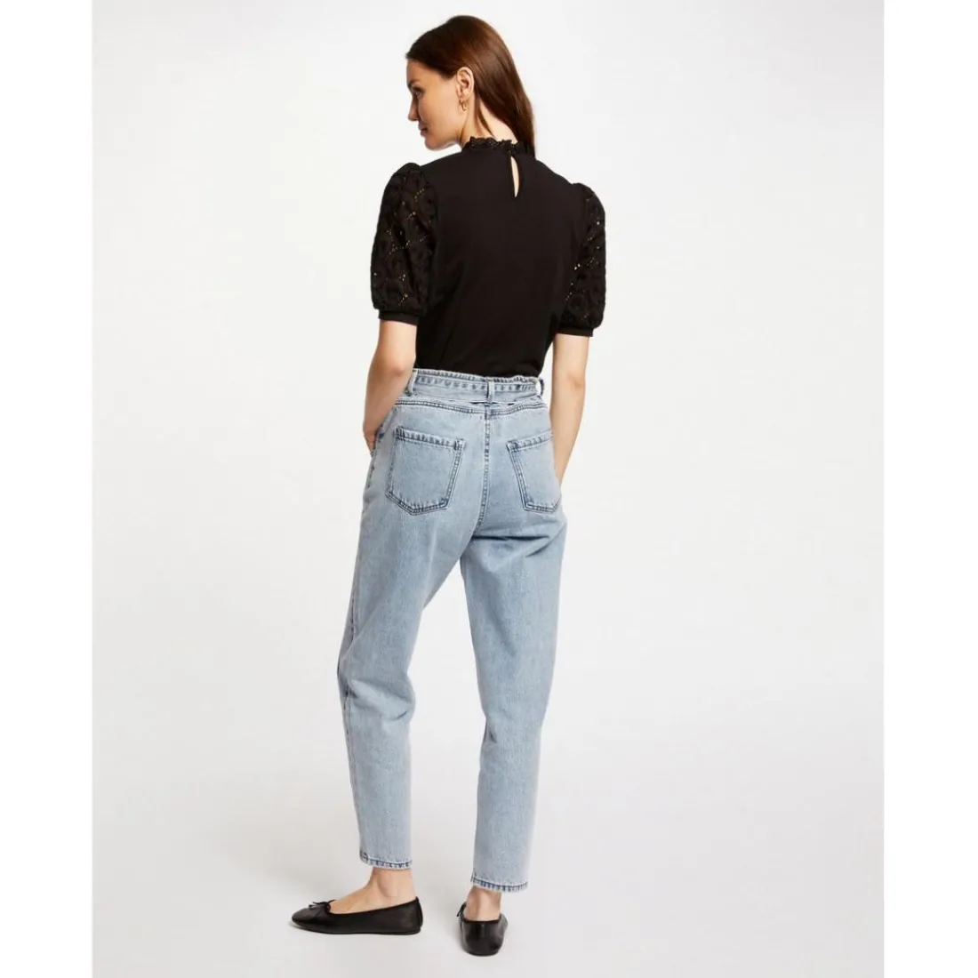 T-shirt manches courtes brodé noir