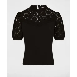 T-shirt manches courtes brodé noir