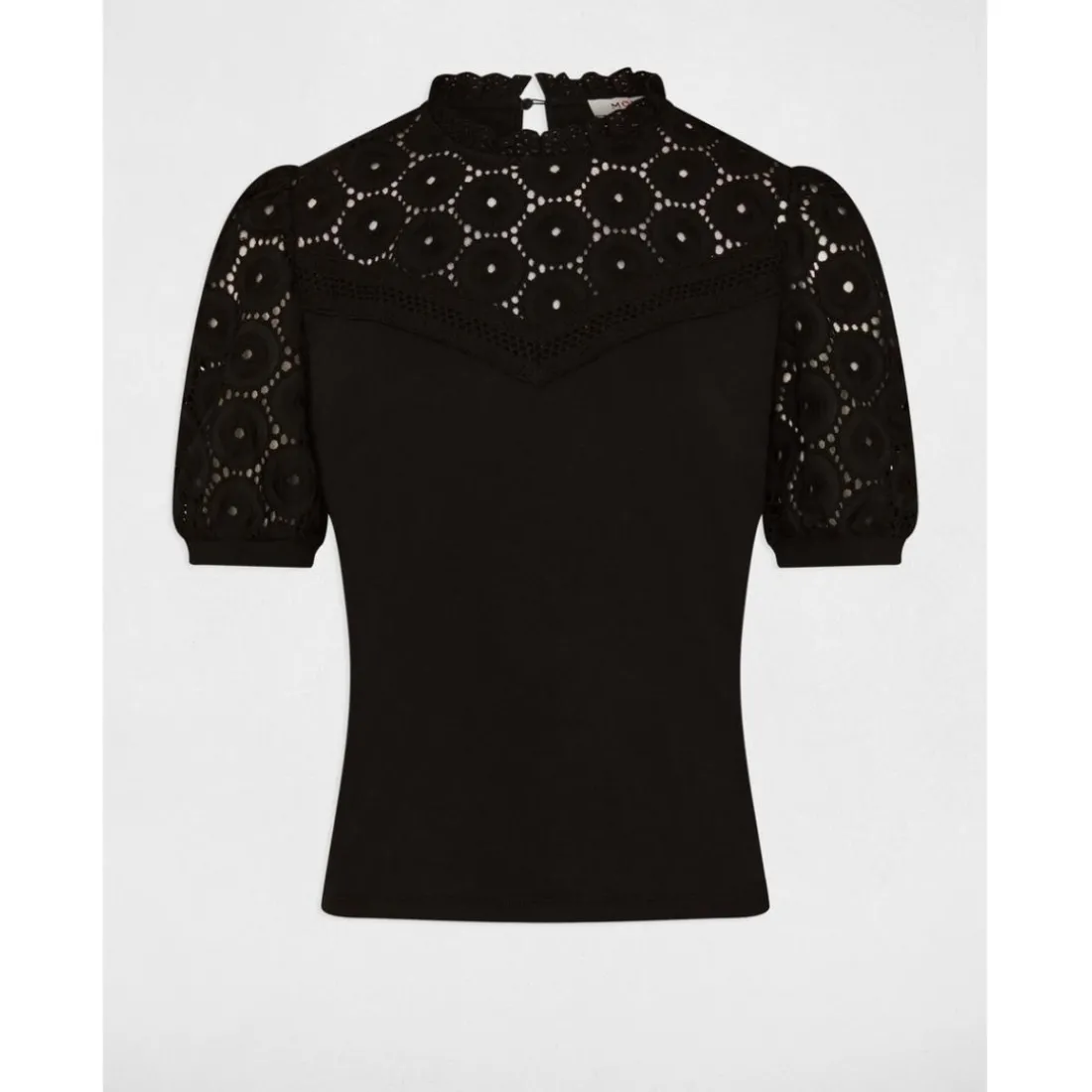 T-shirt manches courtes brodé noir