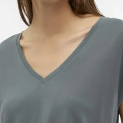 T-shirt manches courtes col V Filli en Lyocell Vert foncé Cate