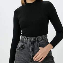 T-shirt manches longues noir en coton