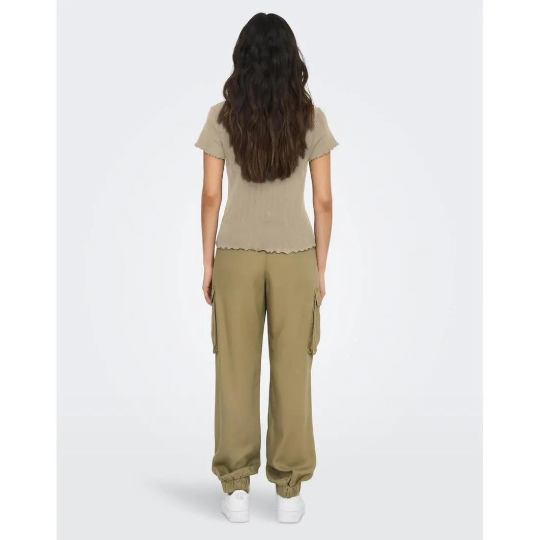 T-shirt marron blanc en coton