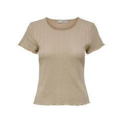 T-shirt marron blanc en coton