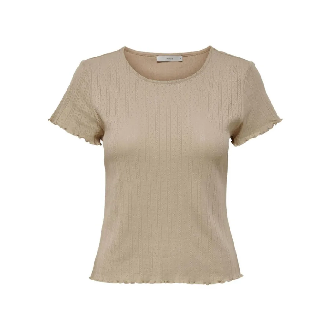 T-shirt marron blanc en coton