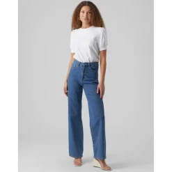 T-shirt Regular Fit Col rond Manches courtes blanc en coton Cleo