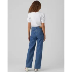 T-shirt Regular Fit Col rond Manches courtes blanc en coton Cleo