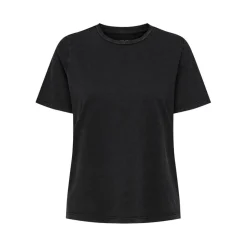 T-shirt regular fit col rond manches courtes noir en coton bio Nina