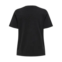 T-shirt regular fit col rond manches courtes noir en coton bio Nina
