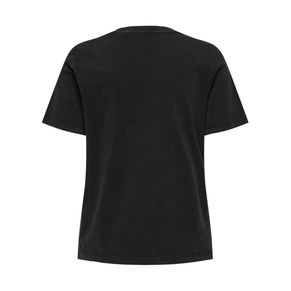 T-shirt regular fit col rond manches courtes noir en coton bio Nina